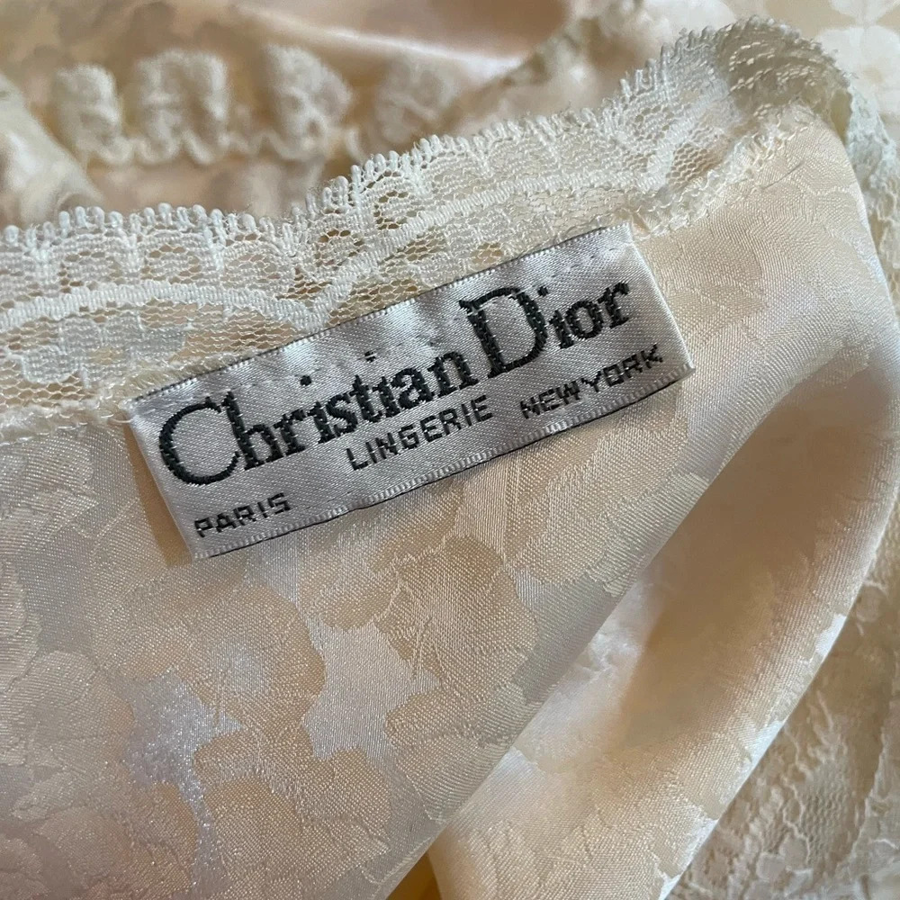 Christian Dior Lingerie Union Made Light Peach Satin Long Robe Petite - Picture 2 of 11